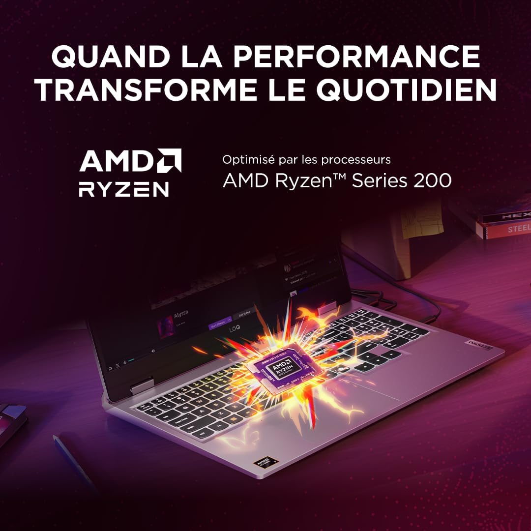Lenovo LOQ 15AHP10 - Ordinateur Portable Gaming 15.6'' FHD (AMD Ryzen 7 250, RAM 32Go, SSD 1To – Image 3